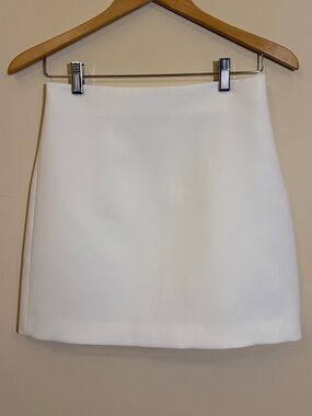 White Mini Skirt Size Small Lined Bridal Minimalist Summer Winter Staple Capsule